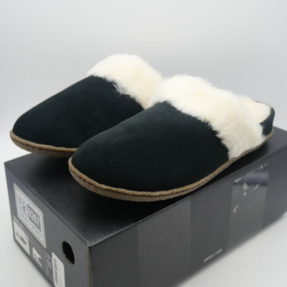NEW SOREL Nakiska Slide II Women's 11 Suede Lined Slippers Black Indoor/Outdoor - Picture 1 of 10